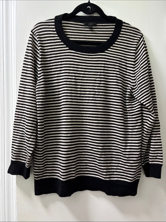 J. Crew Sweaters - J. Crew Black and Cream Striped Scoopneck Sweater
